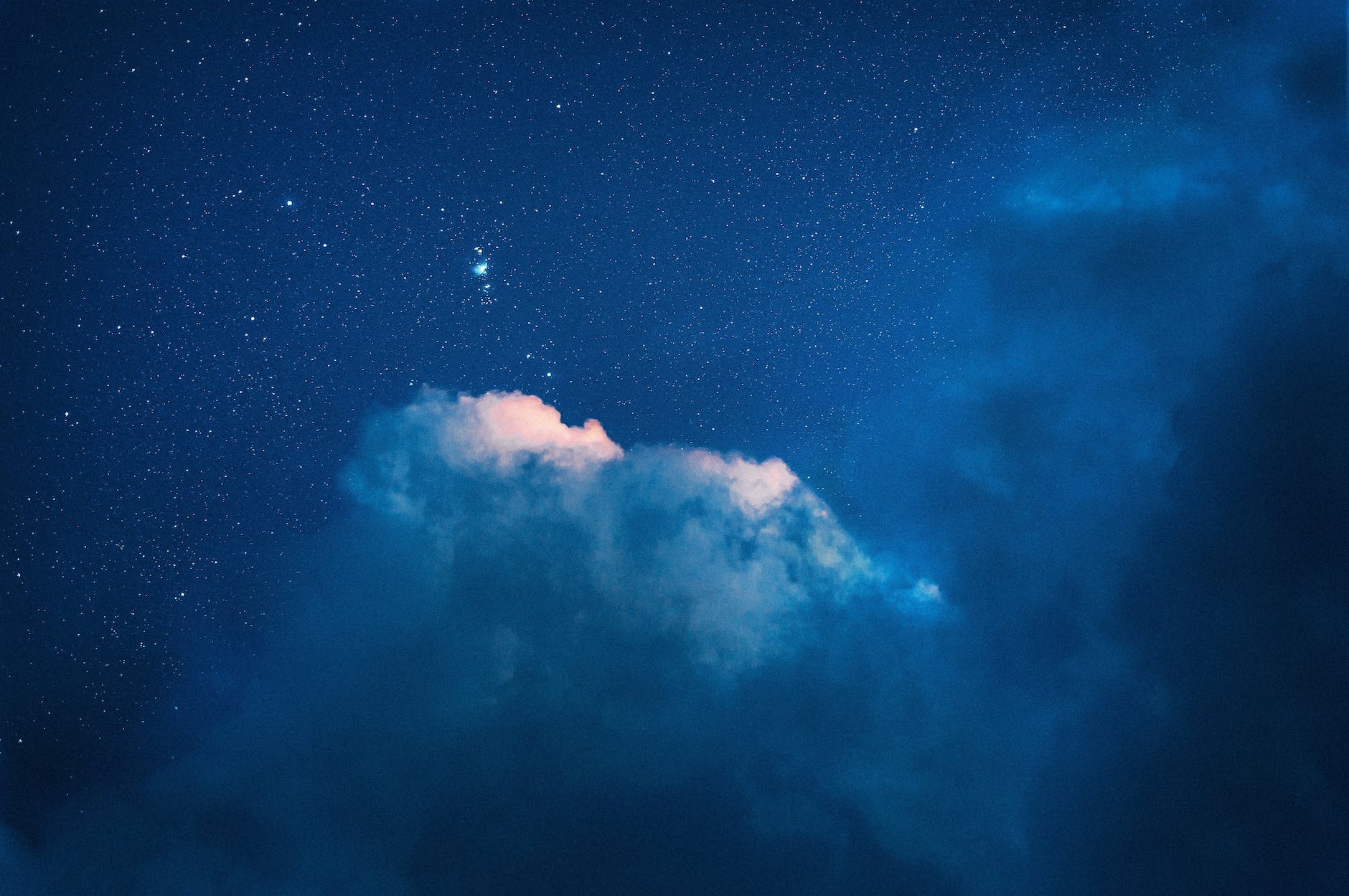 blue and white sky with stars